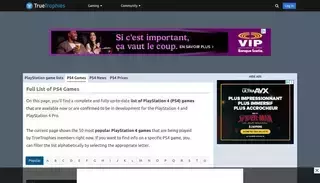 True Trophies Full List of PS4 Games
