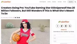 Tube Filter Creators Going Pro: YouTube Gaming Star SSSniperwolf Has 20 Million Followers, But Still Wonders If This Is What She's Meant To Do - Tubefilter