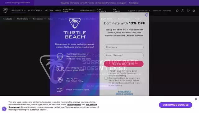 turtlebeach.com homepage screenshot