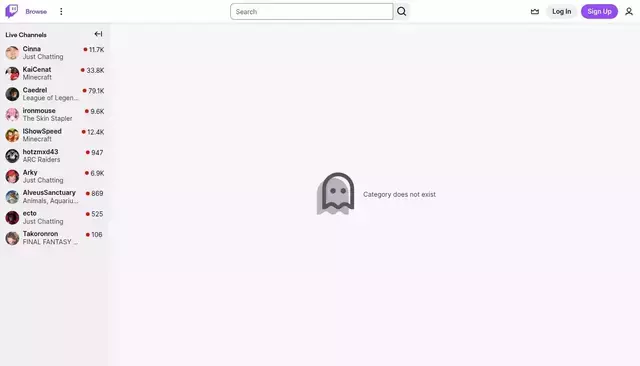 twitch.tv homepage screenshot