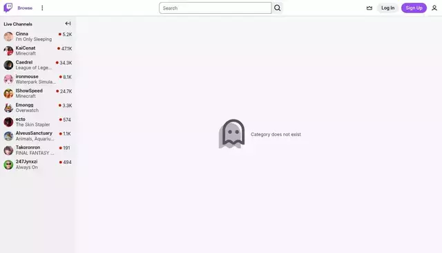 twitch.tv homepage screenshot