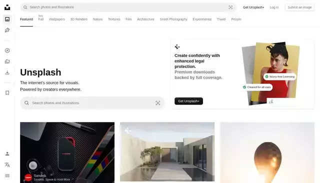unsplash.com homepage screenshot