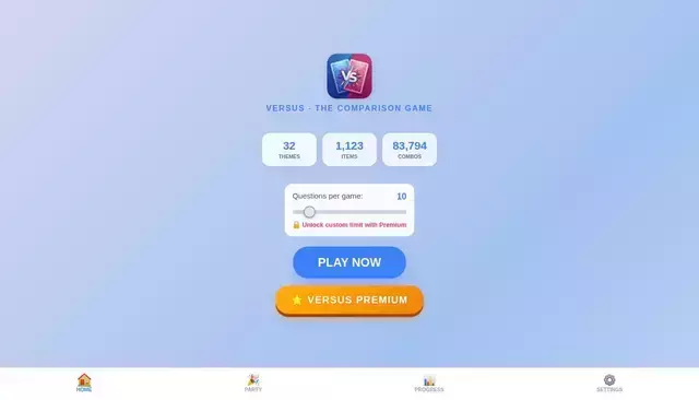 versusgame.eu homepage screenshot