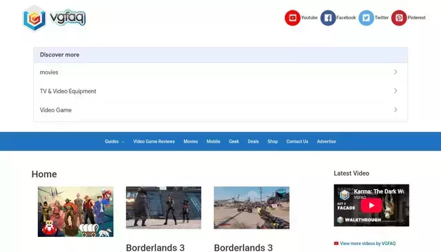 vgfaq.com homepage screenshot
