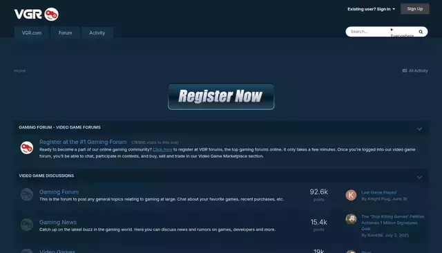vgr.com homepage screenshot