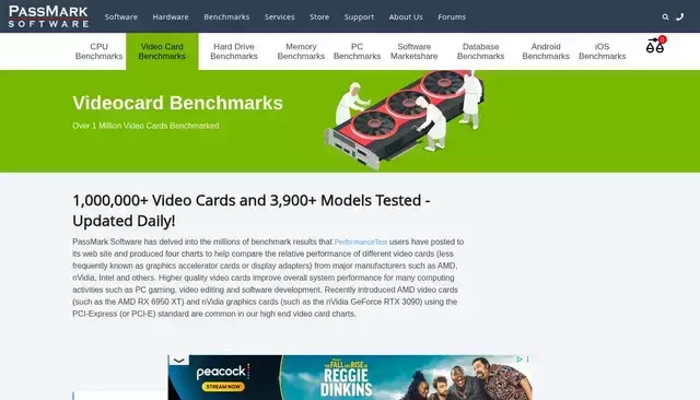 videocardbenchmark.net homepage screenshot