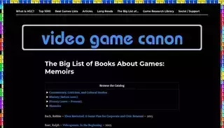 Video Game Canon The Big List of Books About Games: Memoirs – Video Game Canon