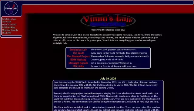 vimm.net homepage screenshot