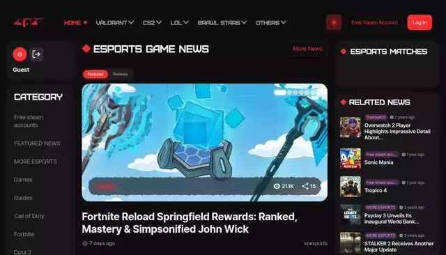 vpesports.com homepage screenshot