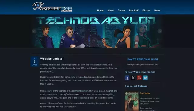 wadjeteyegames.com homepage screenshot