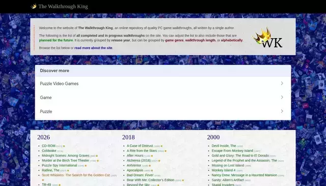 walkthroughking.com homepage screenshot