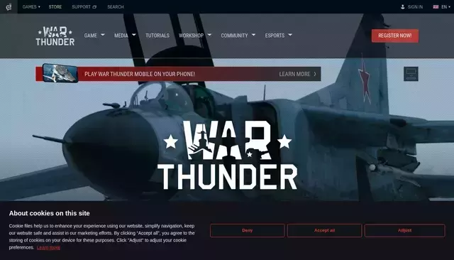 warthunder.com homepage screenshot