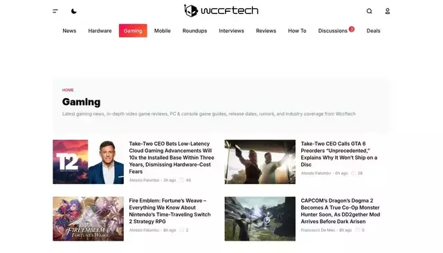 wccftech.com homepage screenshot