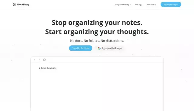 workflowy.com homepage screenshot