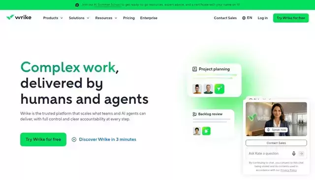 wrike.com homepage screenshot