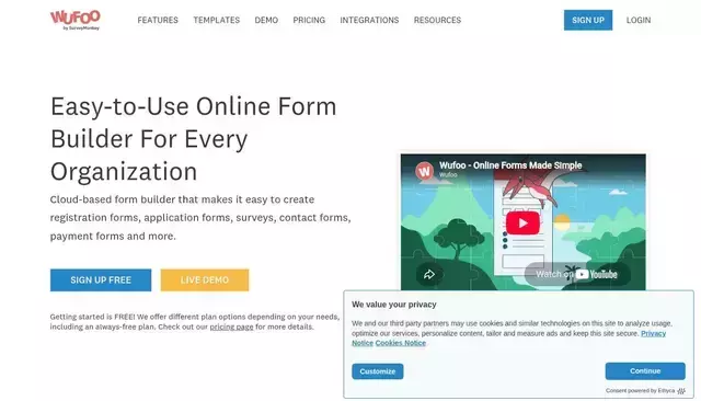 wufoo.com homepage screenshot