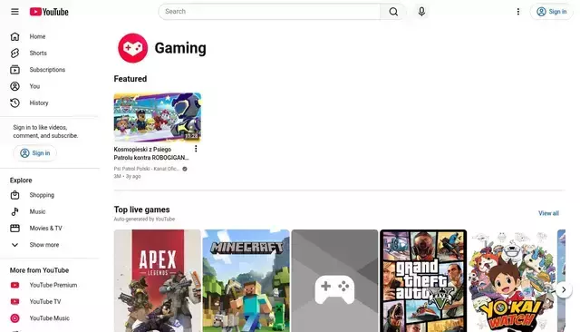youtube.com homepage screenshot