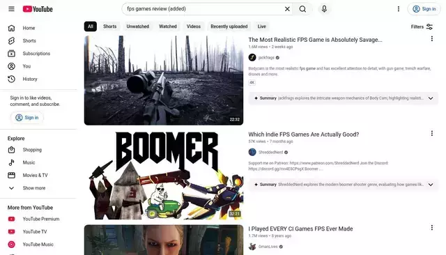 youtube.com homepage screenshot