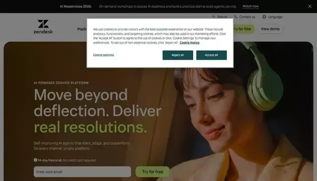 zendesk.com homepage screenshot