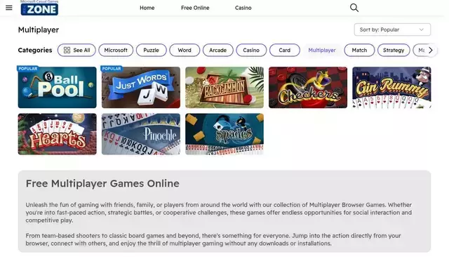 zone.msn.com homepage screenshot