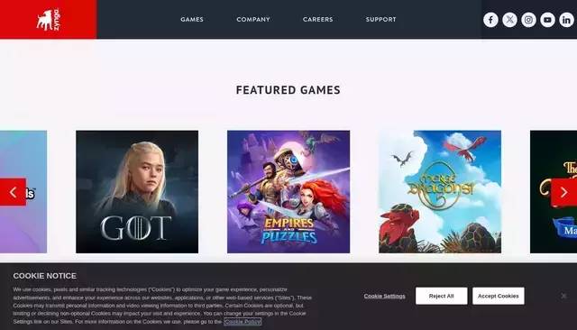 zynga.com homepage screenshot
